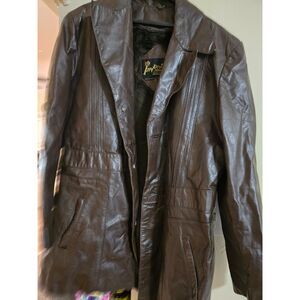 VTG Imperial Men's Sport Leather Lined Heavy Coat DK Burgundy SZ 48T